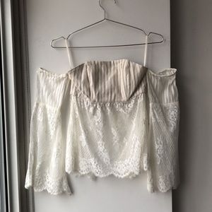 Stone Cold Fox Off The Shoulder Lace Crop Top!